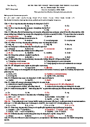 Đề thi thử Tốt nghiệp THPT môn Hóa học năm 2020 - Tôn Đức Vỵ (Kèm đáp án)